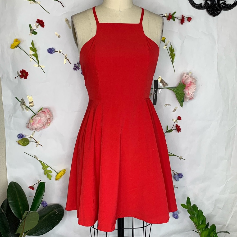 Lulu’s call to charms red skater dress